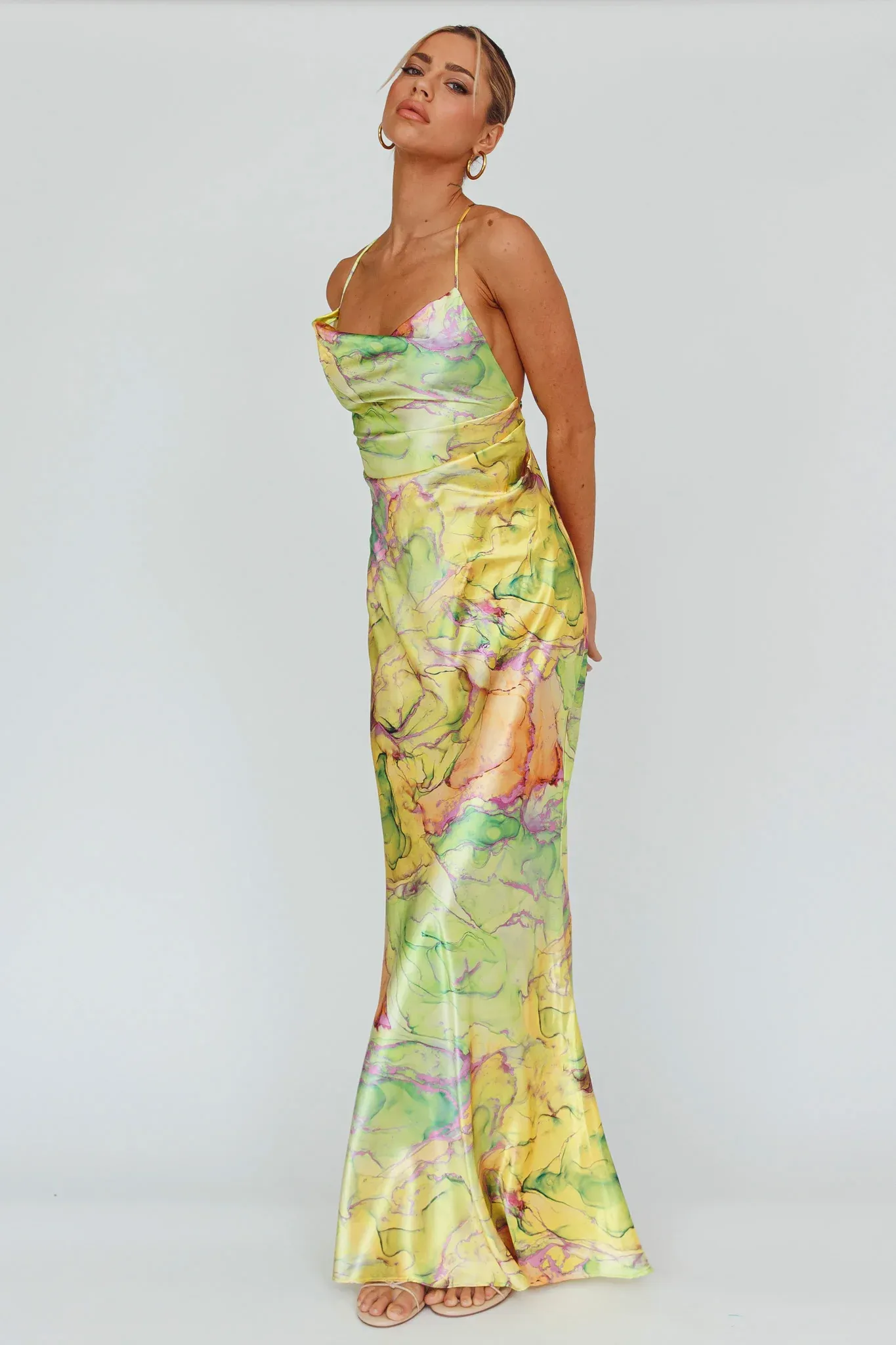 Bailey Strappy Chain Back Maxi Dress Lime