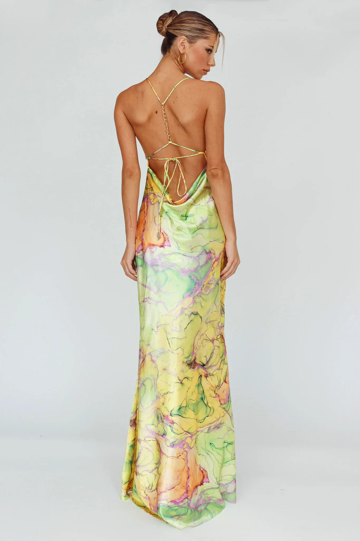 Bailey Strappy Chain Back Maxi Dress Lime