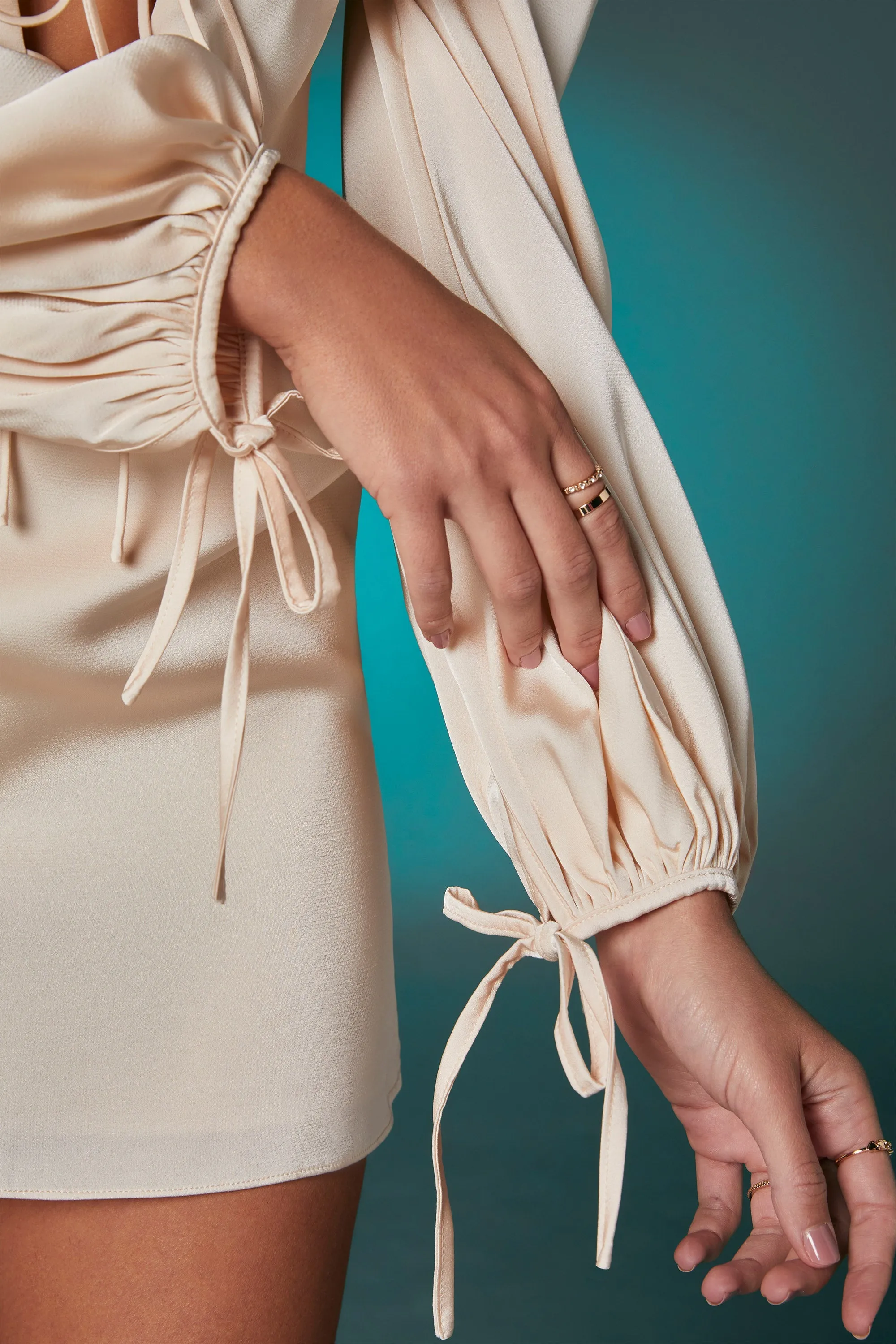 Balloon Sleeve Mini Dress in Ivory