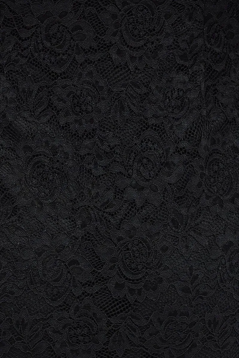 Black Maxi Dress Sleeveless Side Split Lace