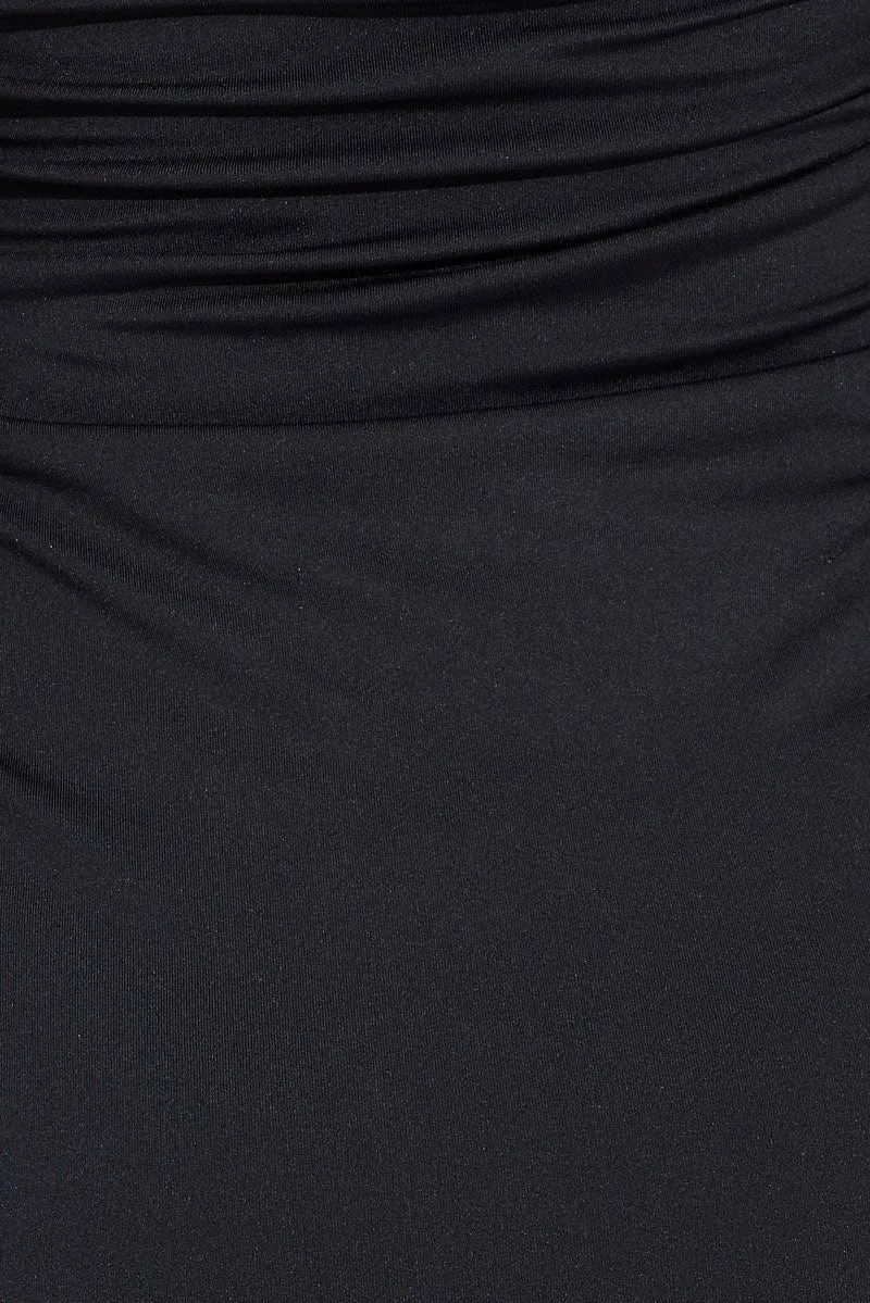 Black Mini Dress Bodycon Strapless Stretch