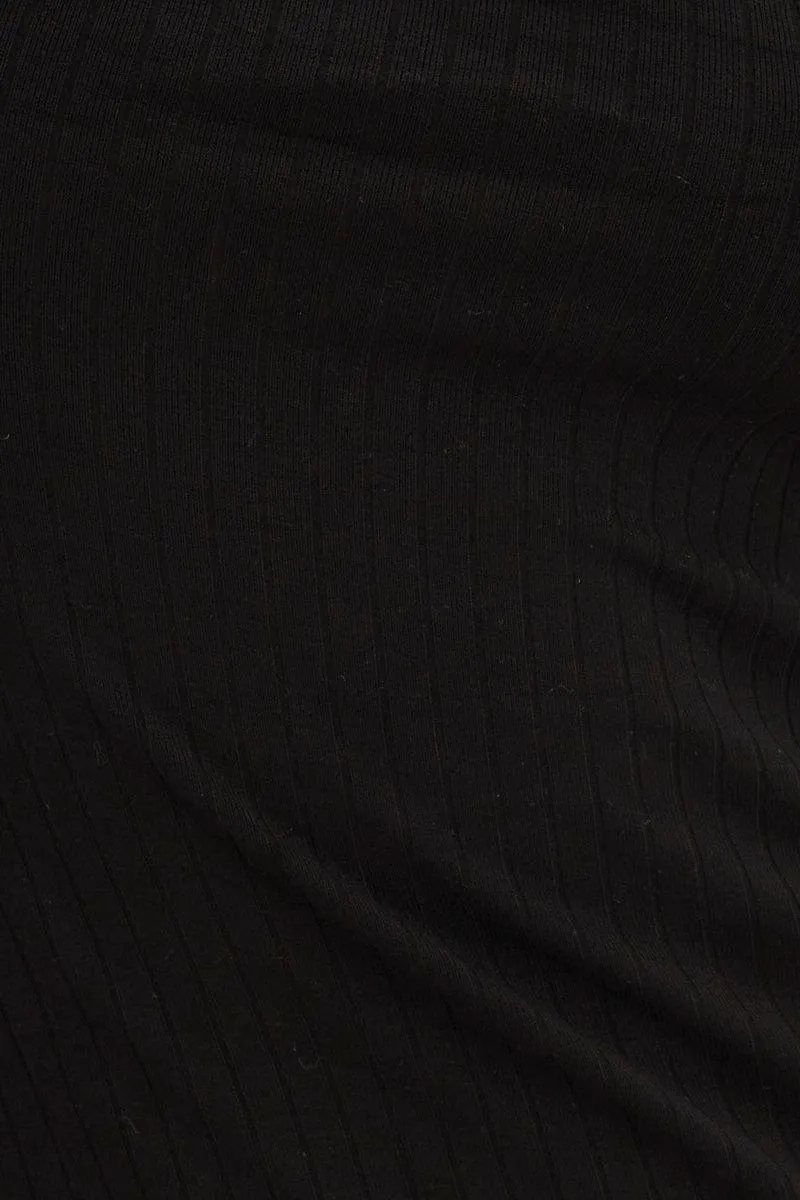 Black Ribbed Bodycon Dress Strapless