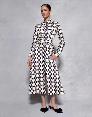 Briele Cotton Midi Dress - Beige Lock - SALE