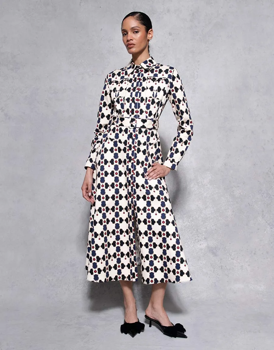 Briele Cotton Midi Dress - Beige Lock - SALE