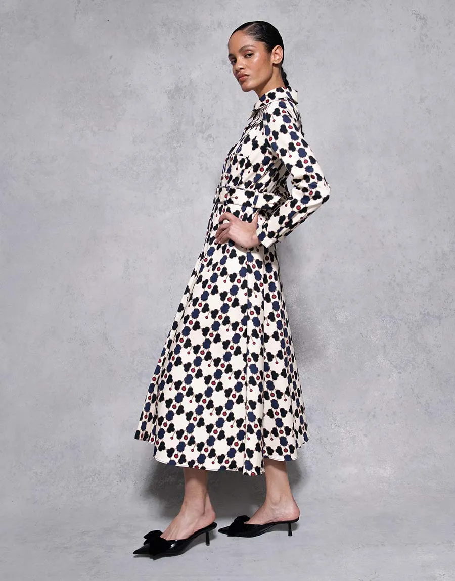 Briele Cotton Midi Dress - Beige Lock - SALE