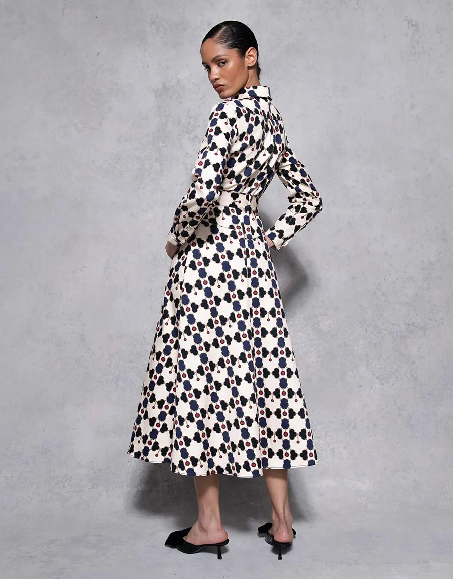 Briele Cotton Midi Dress - Beige Lock - SALE