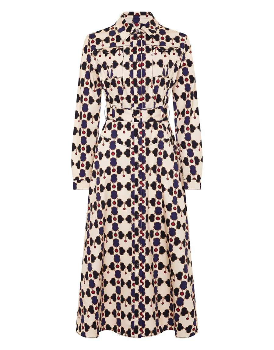 Briele Cotton Midi Dress - Beige Lock - SALE