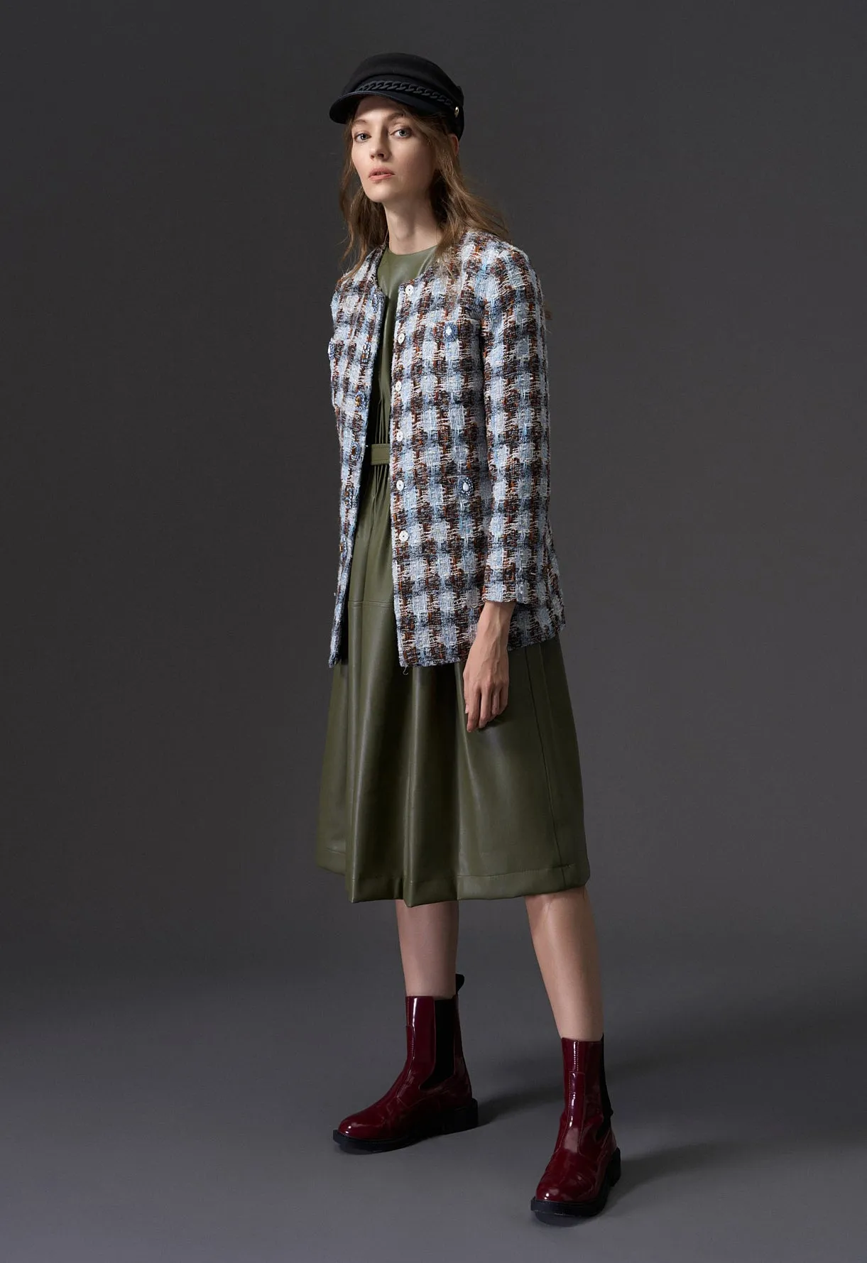 Cap Sleeves Vegan Leather Dress