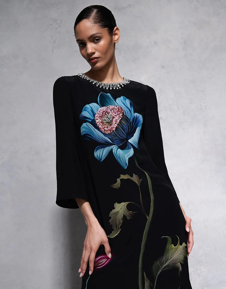 Capucine Crepe Midi Dress - Painterly Flower - SALE