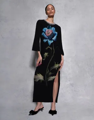 Capucine Crepe Midi Dress - Painterly Flower - SALE