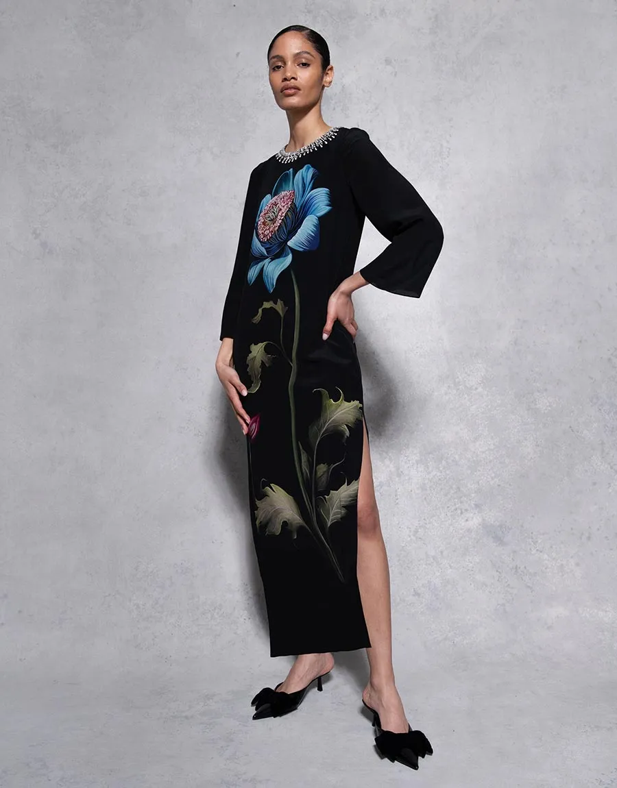 Capucine Crepe Midi Dress - Painterly Flower - SALE