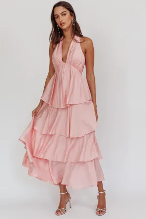 Catalina Tiered Ruffle Maxi Dress Dusty Rose