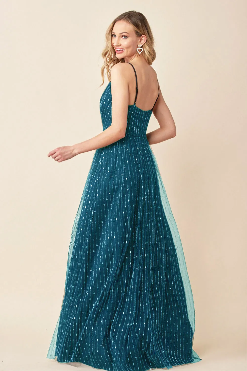Celestia Dress in Shimmery Teal