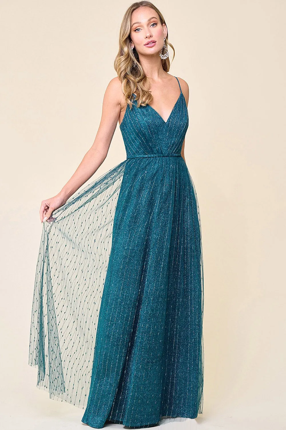 Celestia Dress in Shimmery Teal