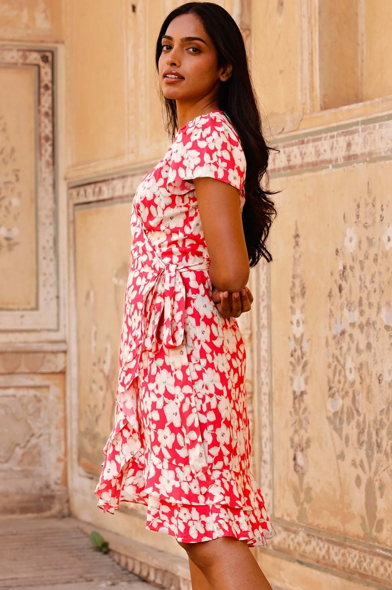 Chelsea EcoVero™ Wrap Dress | Blossom Pink/Green