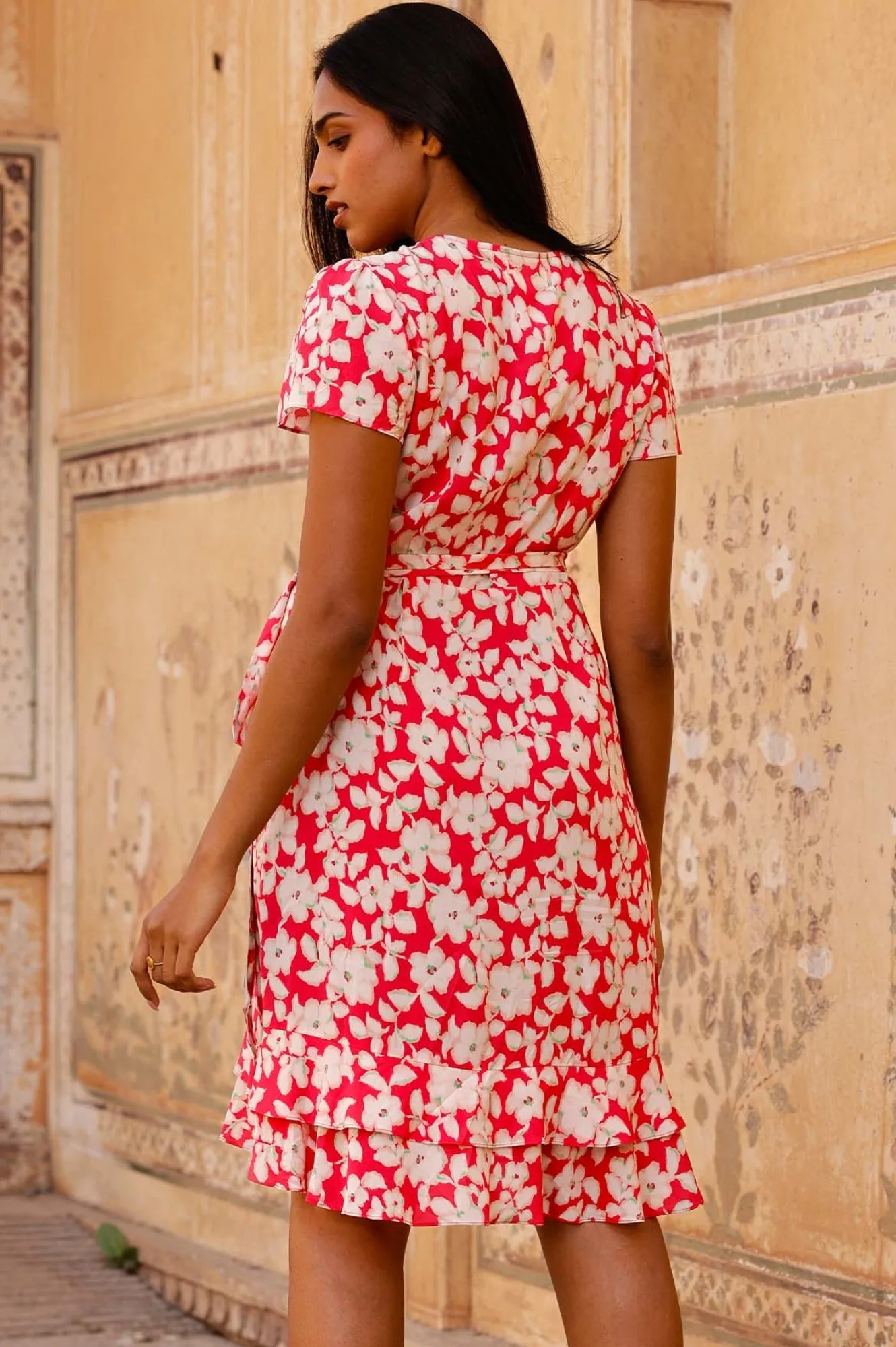 Chelsea EcoVero™ Wrap Dress | Blossom Pink/Green