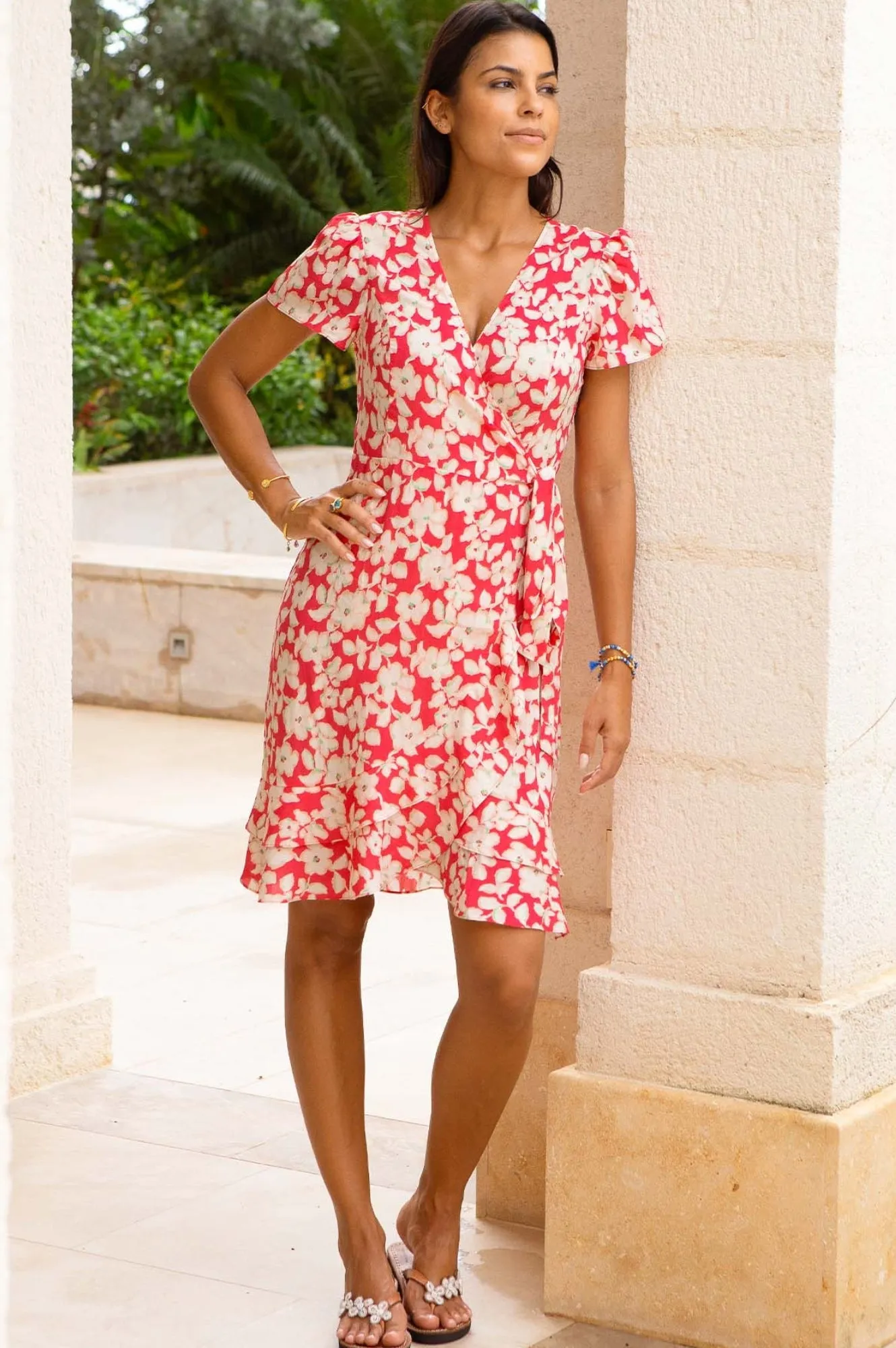 Chelsea EcoVero™ Wrap Dress | Blossom Pink/Green