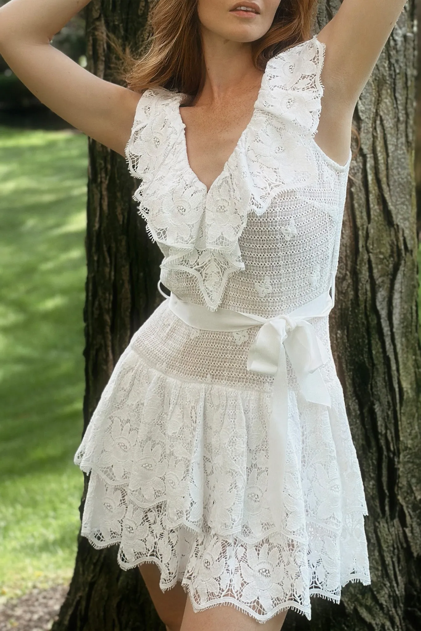 Coco Butterfly Scallop Mini Dress - Pure White