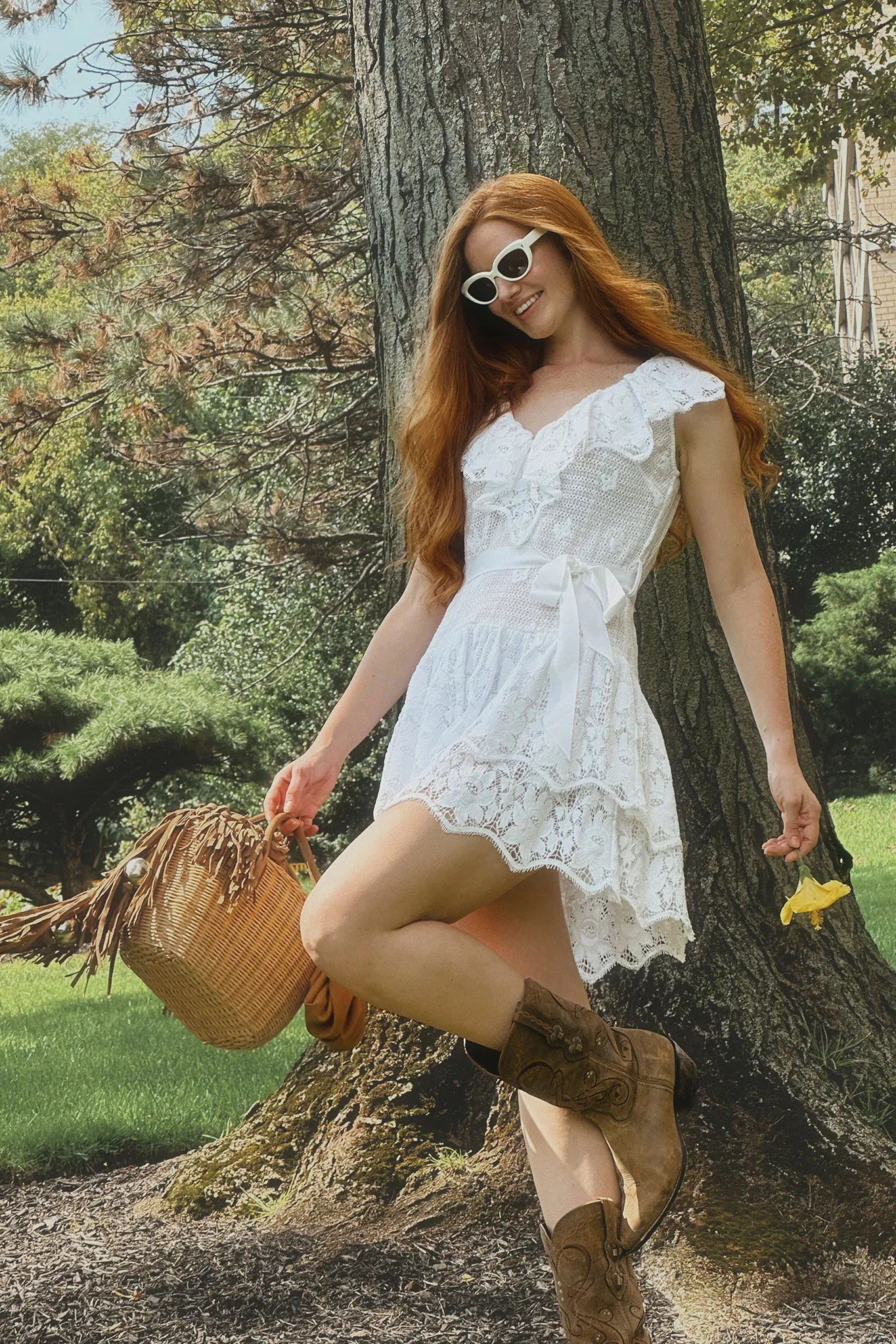Coco Butterfly Scallop Mini Dress - Pure White