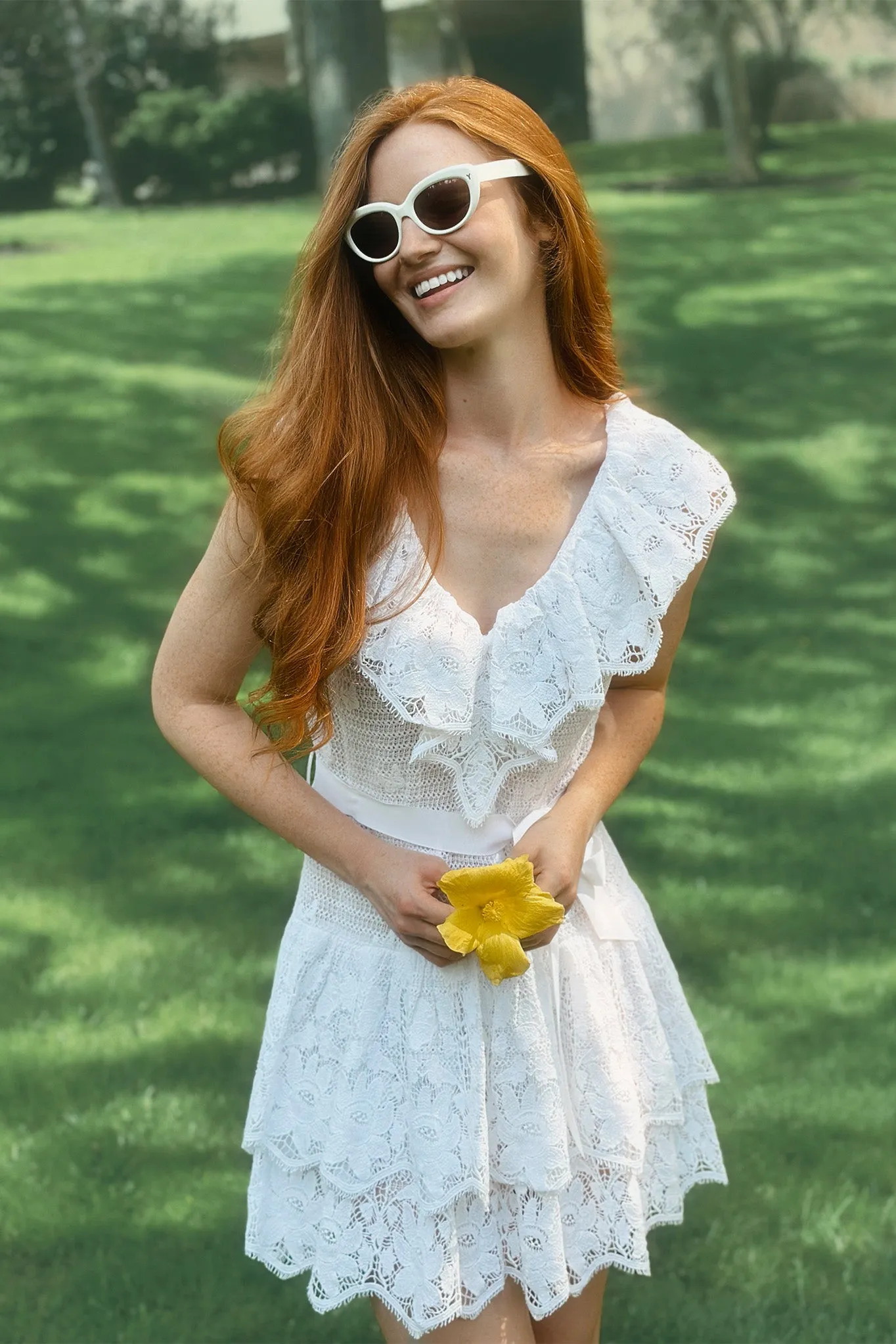 Coco Butterfly Scallop Mini Dress - Pure White