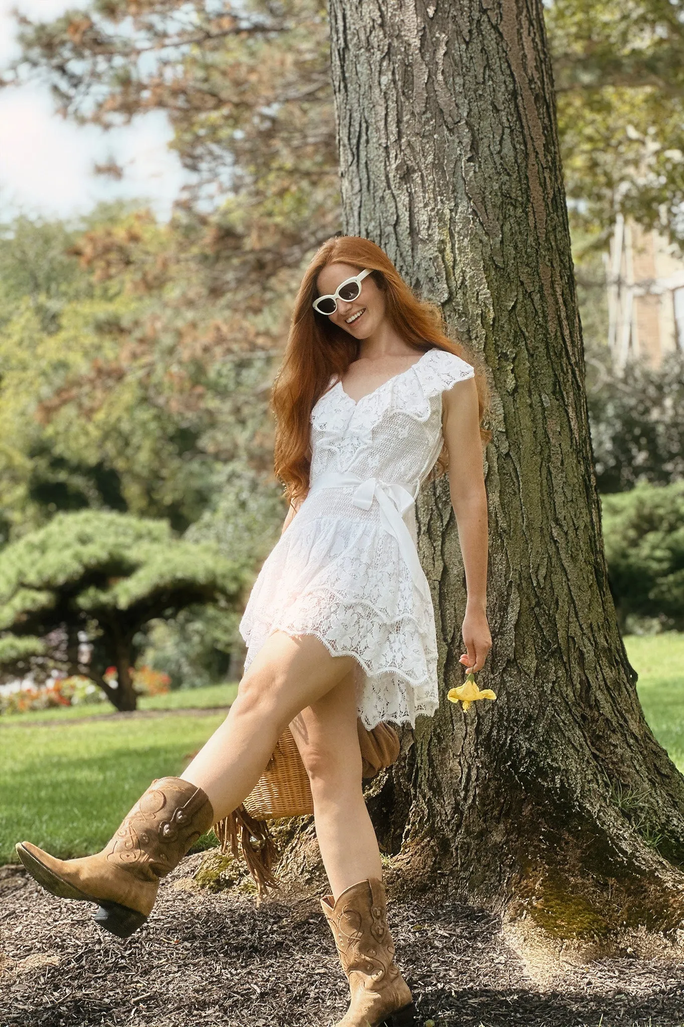 Coco Butterfly Scallop Mini Dress - Pure White