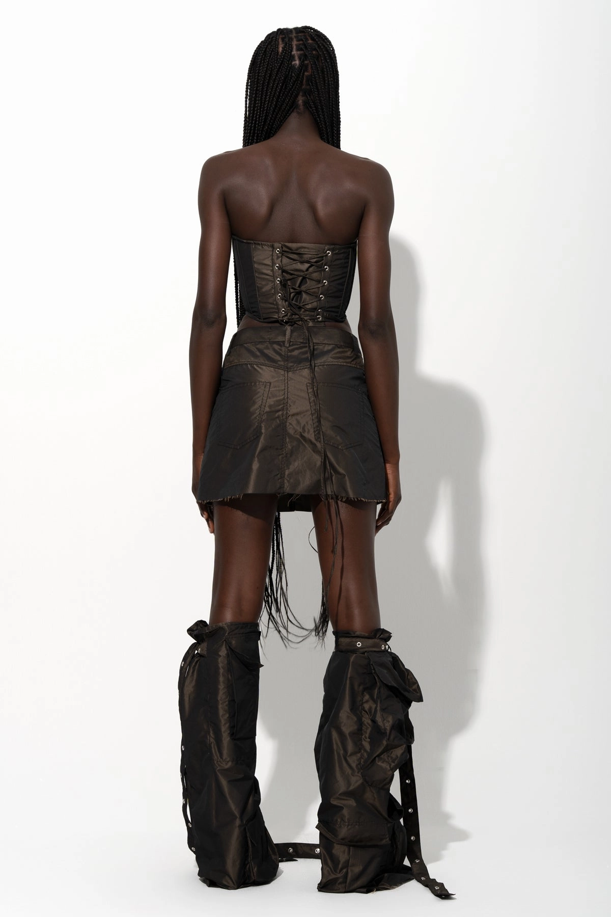 DARK BROWN MULTI POCKET MINI SKIRT