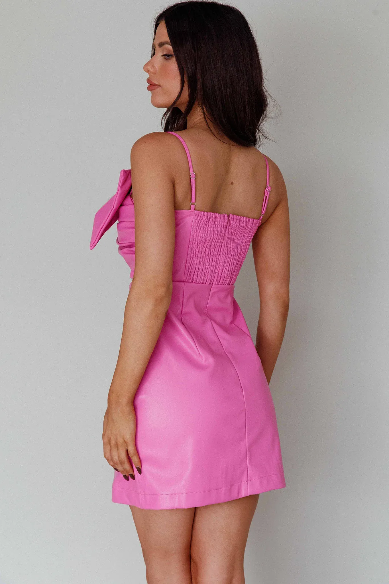 Dominika Faux Leather Mini Dress Pink
