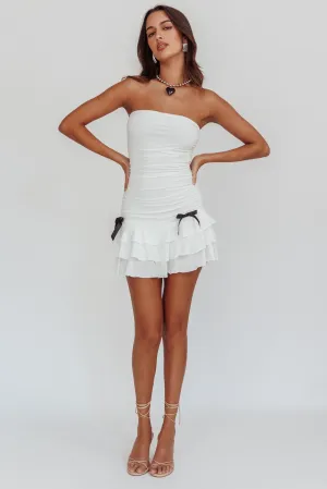 Dottie Bodycon Ruffle Mini Dress Off White