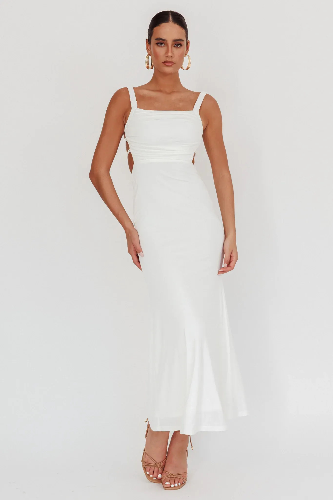 Dream Crush Lace-Up Back Maxi Dress White