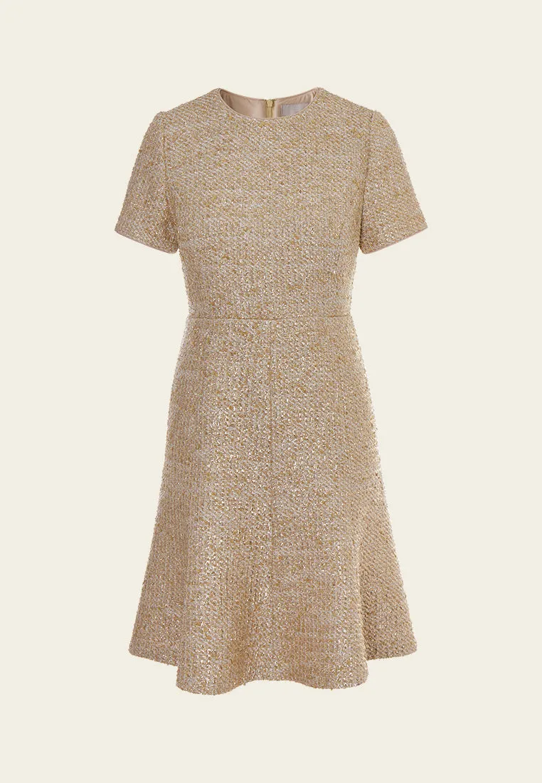 Fishtail Lurex Tweed Midi Dress