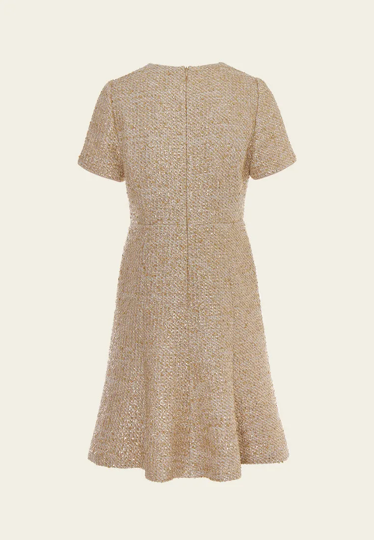 Fishtail Lurex Tweed Midi Dress