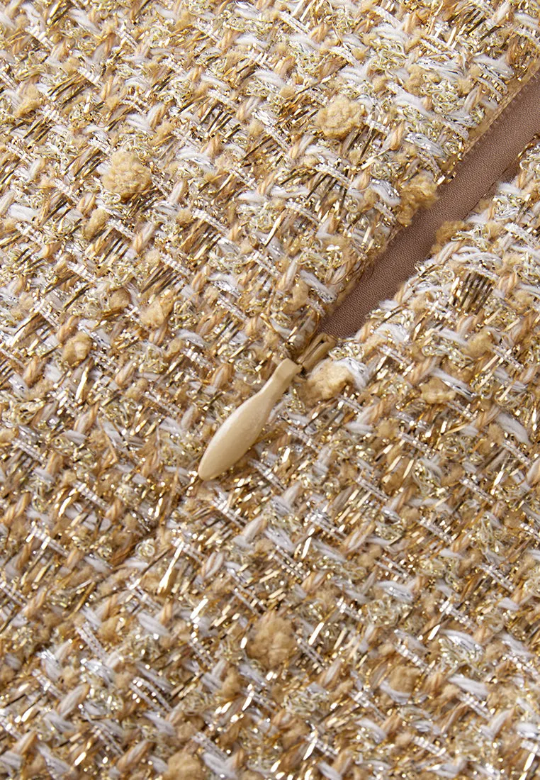 Fishtail Lurex Tweed Midi Dress