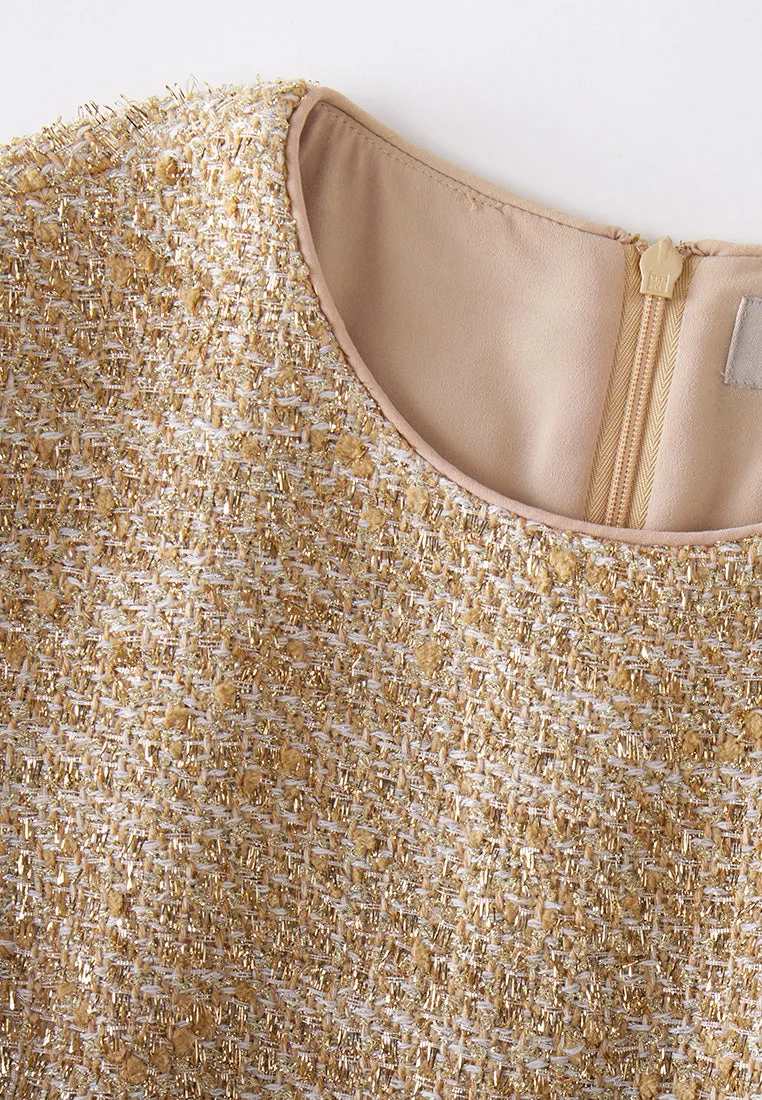 Fishtail Lurex Tweed Midi Dress