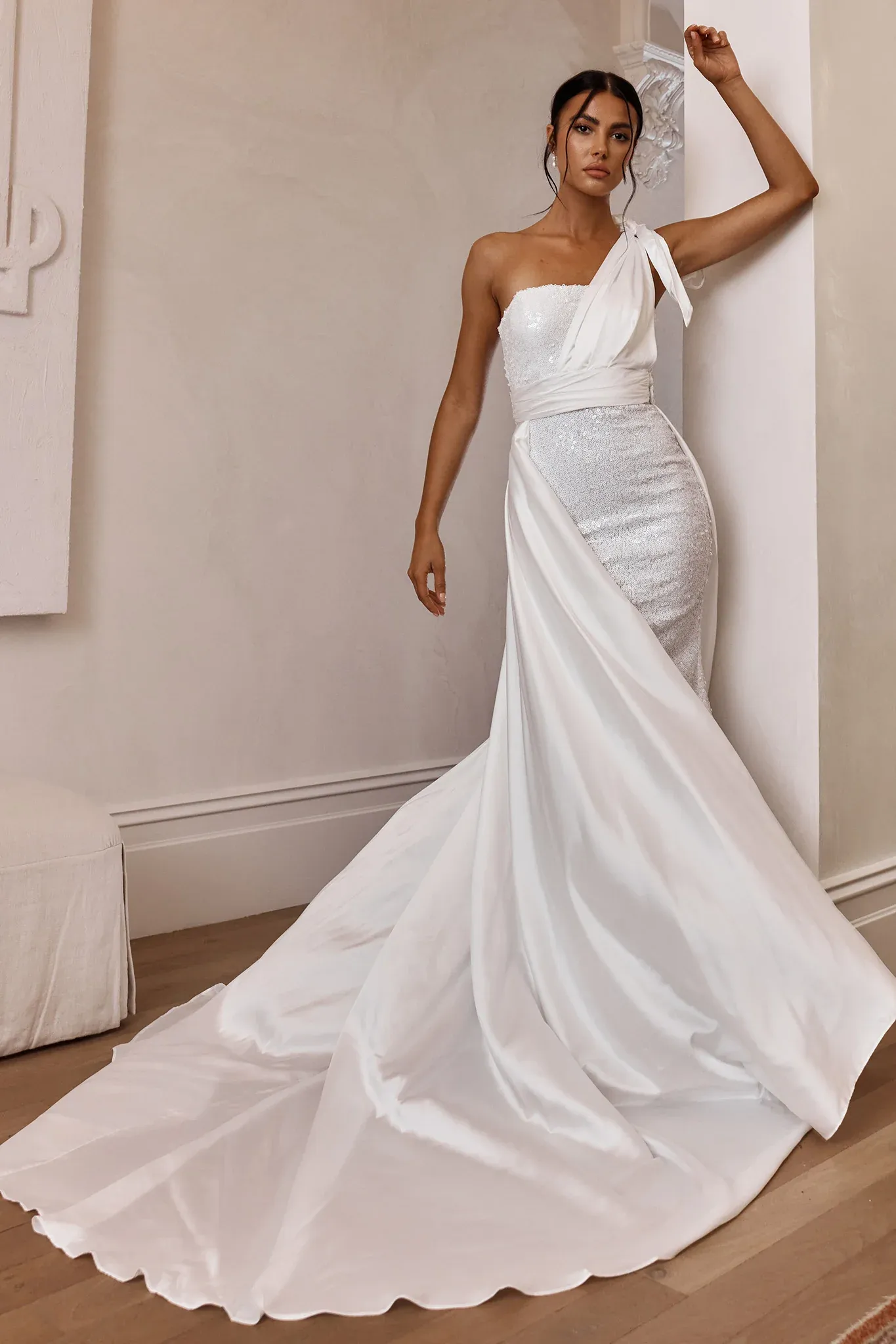 Francene Two Piece Sequin Maxi Dress White