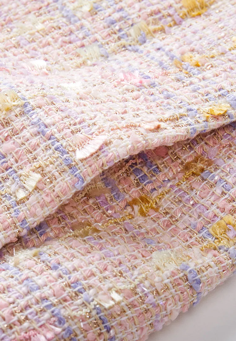 Frayed-detail V-neck Belted Dress