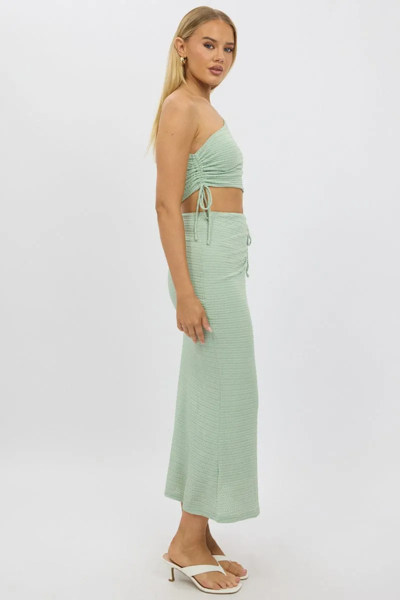 Green Bodycon Dress One Shoulder Maxi