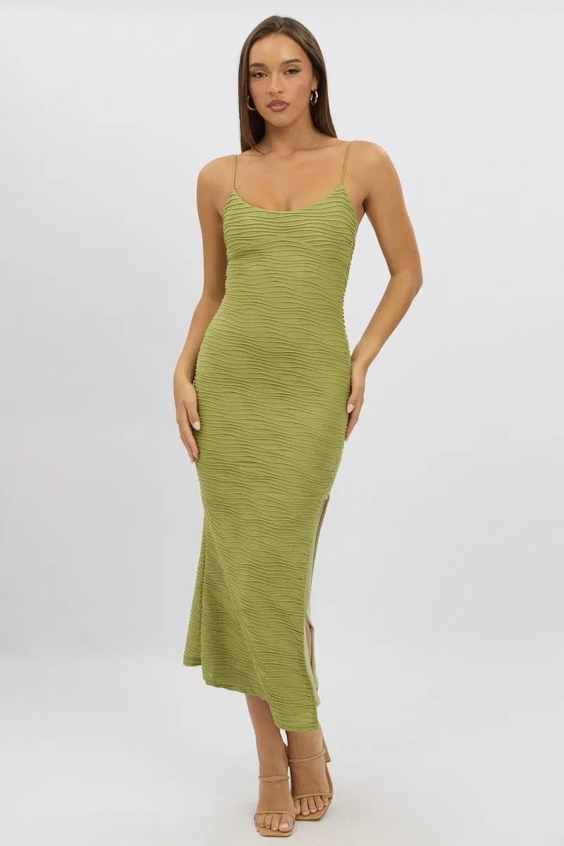 Green Bodycon Dress Sleeveless Midi