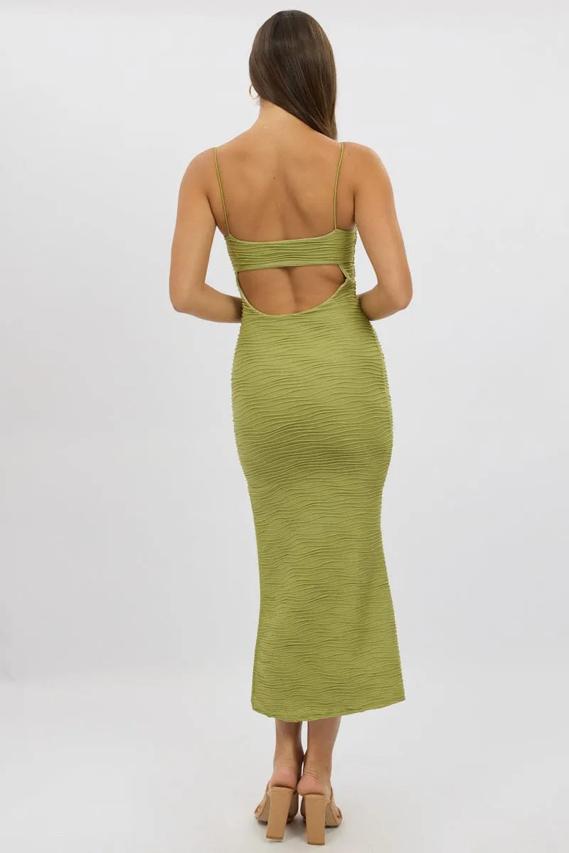 Green Bodycon Dress Sleeveless Midi
