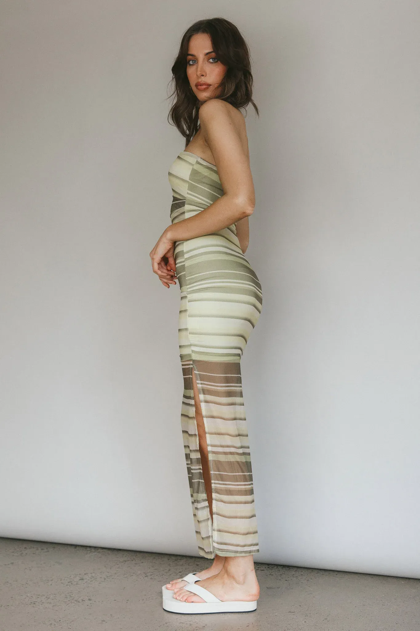 Island Life Strapless Maxi Dress Lime