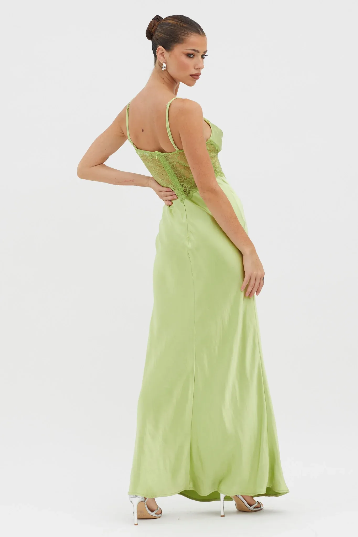 Kinzie Lace Waist Maxi Dress Apple