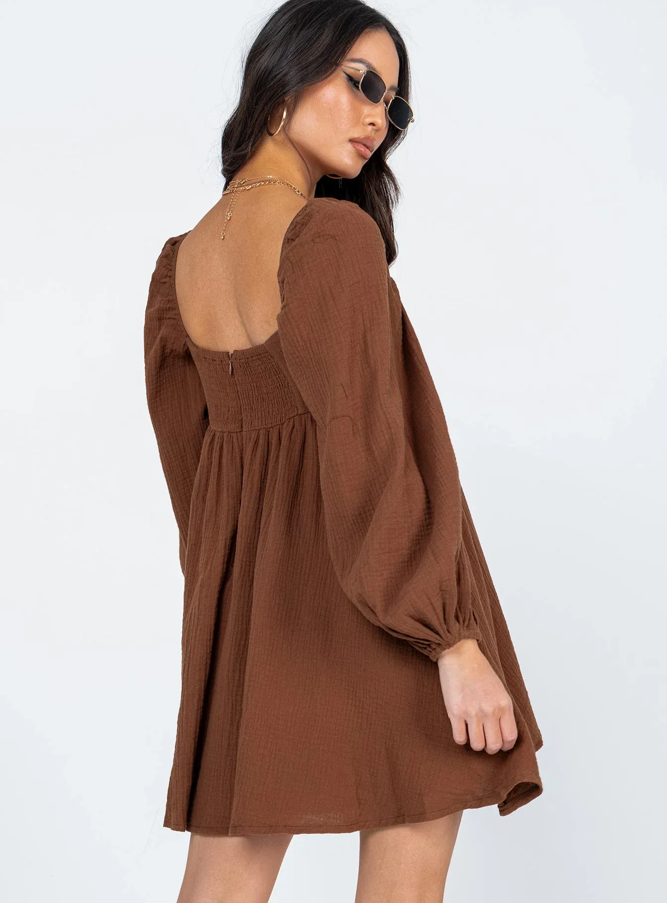 Lorna Long Sleeve Mini Dress Brown