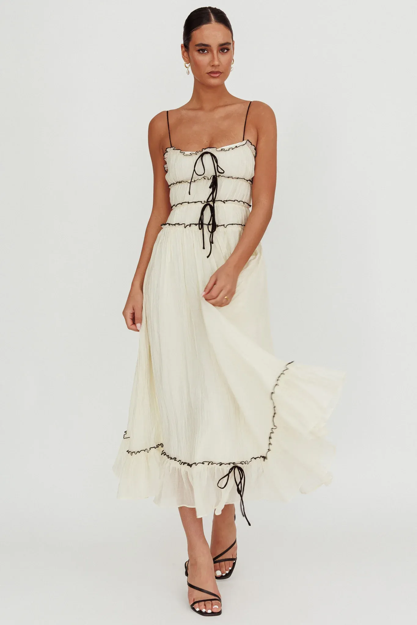 Maidens Tie Accent Maxi Dress Cream