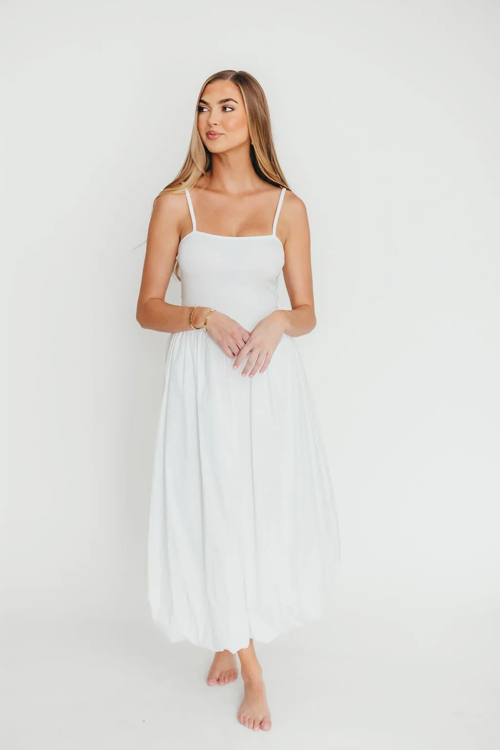 Marisol Bubble Maxi Dress in Off-White