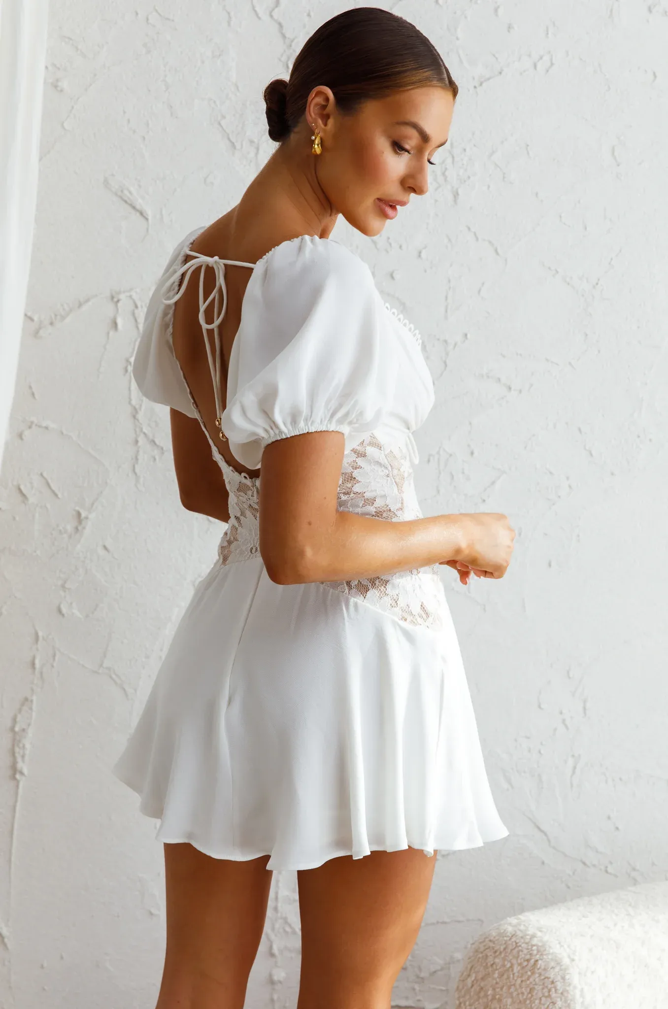 Mielle Lace Bodice Mini Dress White