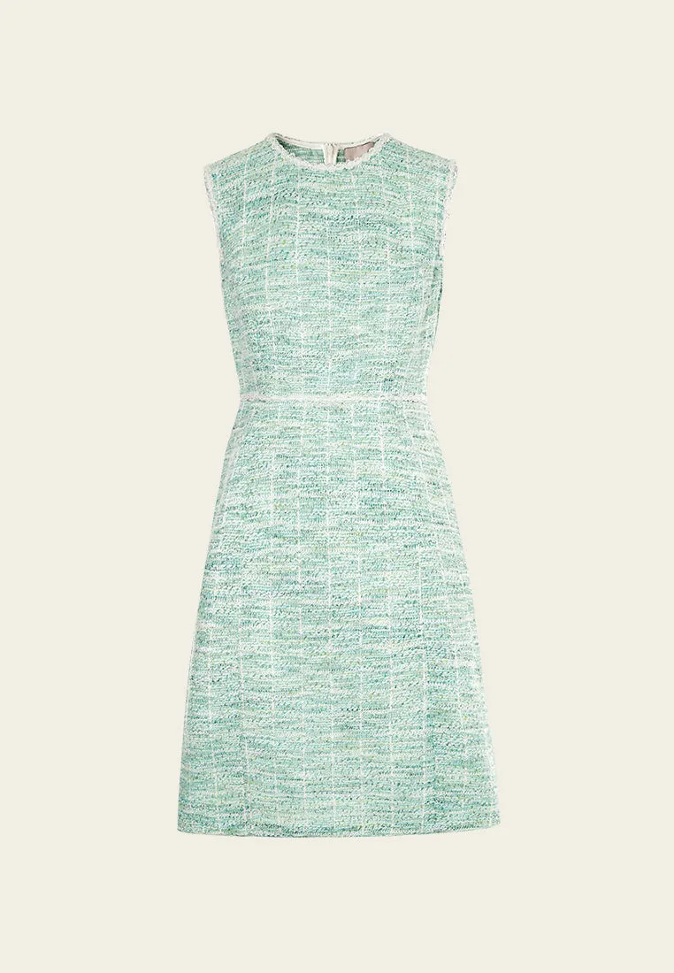Mint Green Sleeveless Stretch Tweed Dress