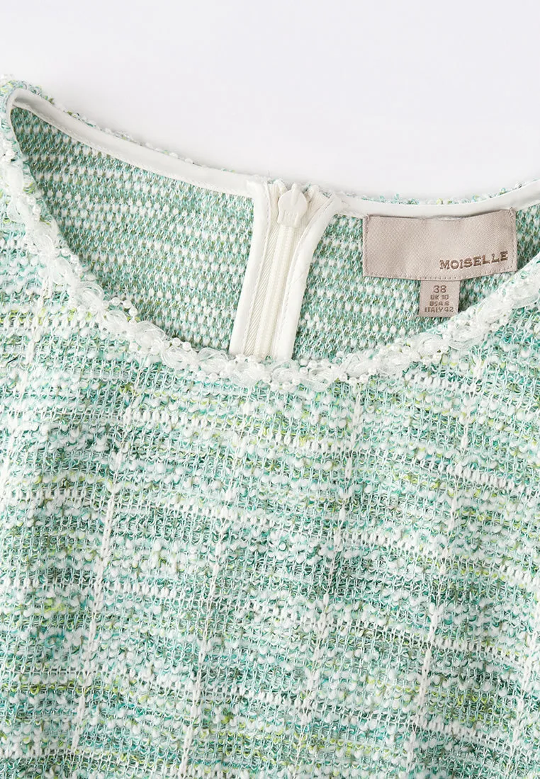 Mint Green Sleeveless Stretch Tweed Dress