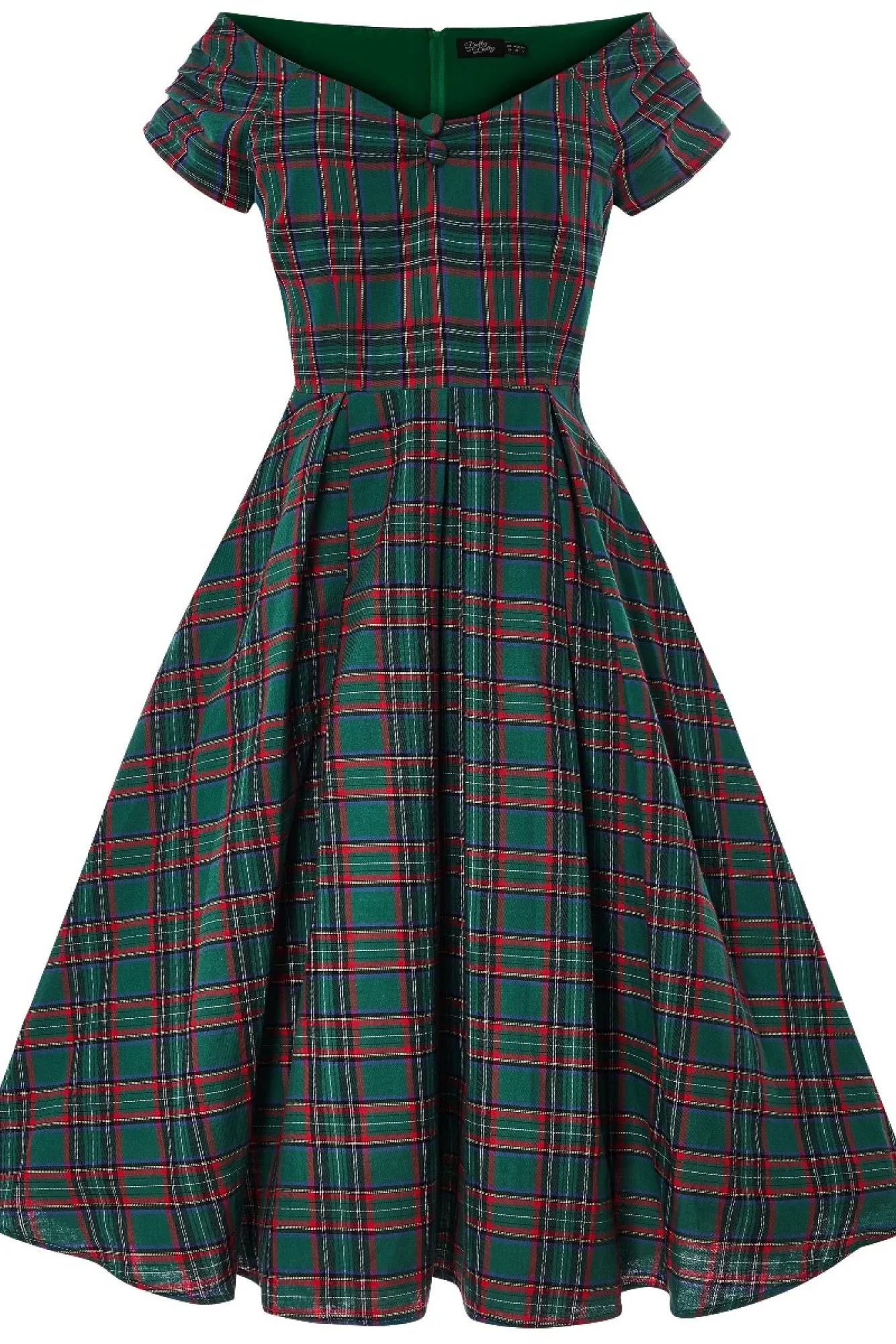 Miss Lily Dress in Green Tartan