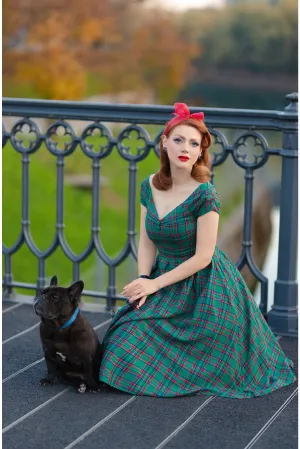 Miss Lily Dress in Green Tartan