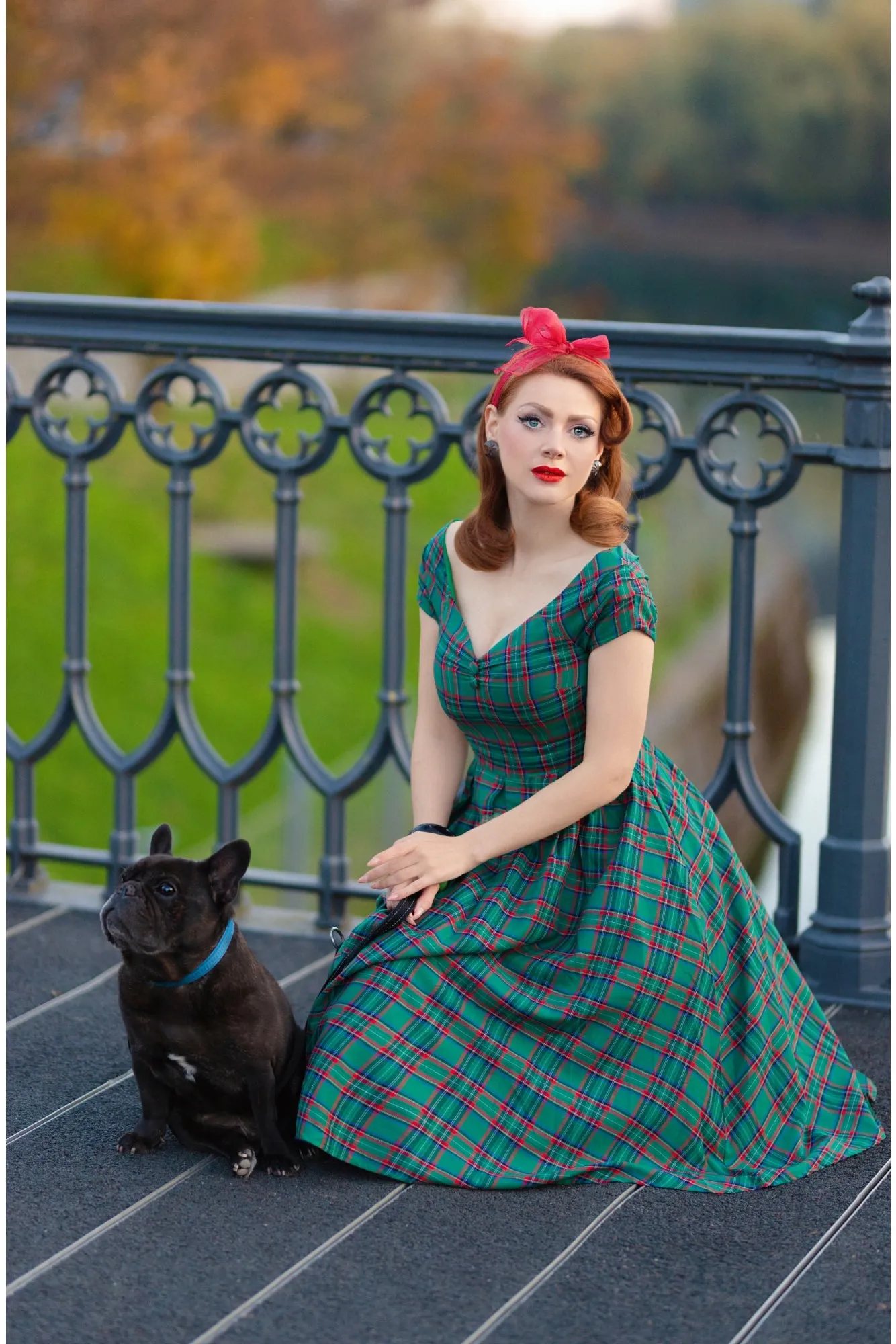 Miss Lily Dress in Green Tartan