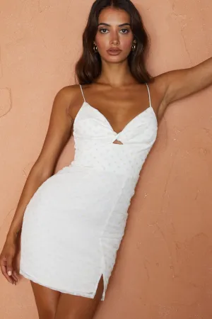 Molli Cami Strap Twist Feature Mini Dress Textured White